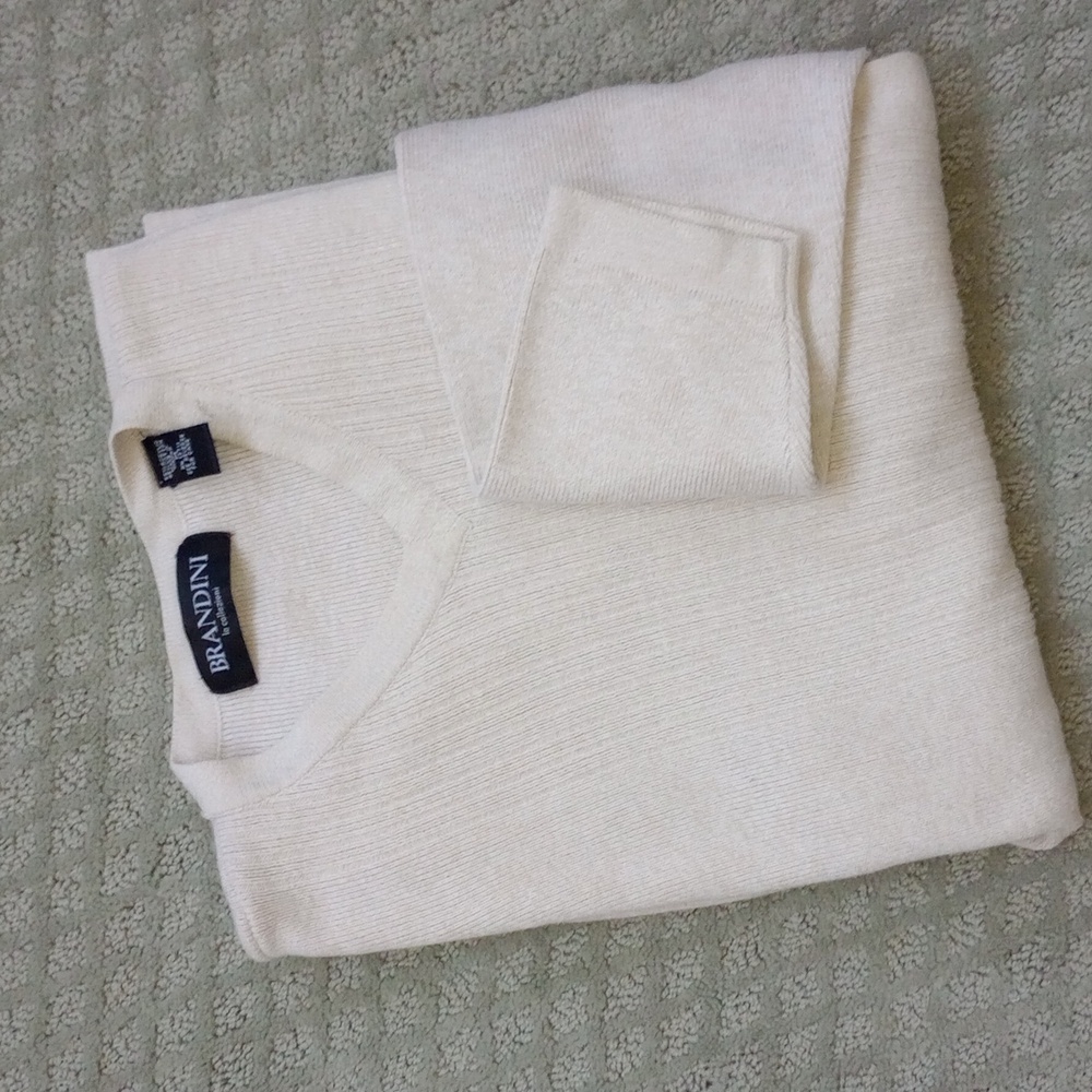 Vintage Brandini Beige V-Neck Men's Sweater